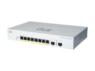 Cisco CBS220-8P-E-2G 8x GbE PoE+ LAN 2x SFP port L2 smart menedzselhető PoE+ switch
