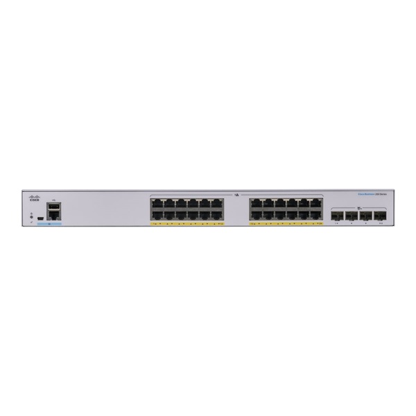 Cisco CBS250-24FP-4X 24x GbE PoE+ LAN 4x SFP+ port L2 menedzselhető PoE+ switch