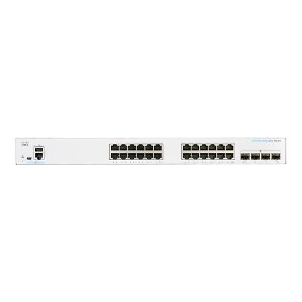 Cisco CBS250-24PP-4G 24x GbE PoE+ LAN 4x SFP port L2 menedzselhető PoE+ switch