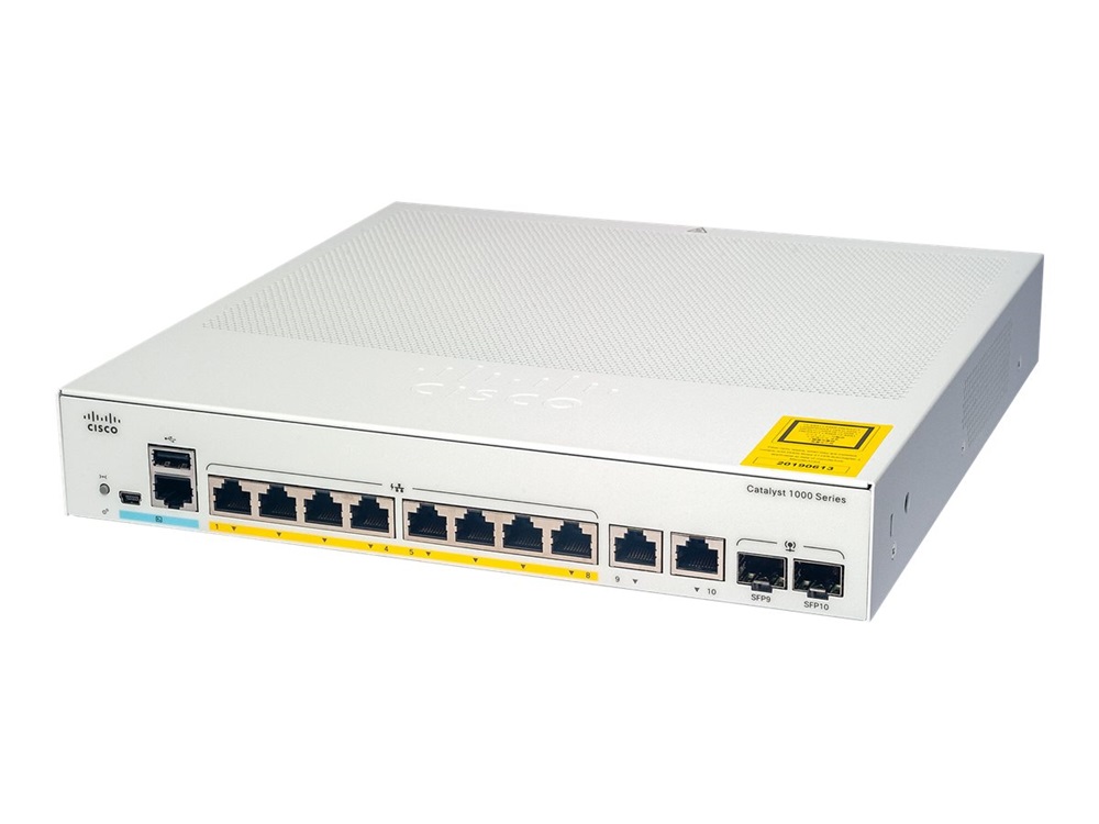 Cisco Catalyst C1000-8P-2G-L 8x GbE PoE+ LAN 2x SFP/RJ45 Combo port L2 menedzselhető PoE+ switch