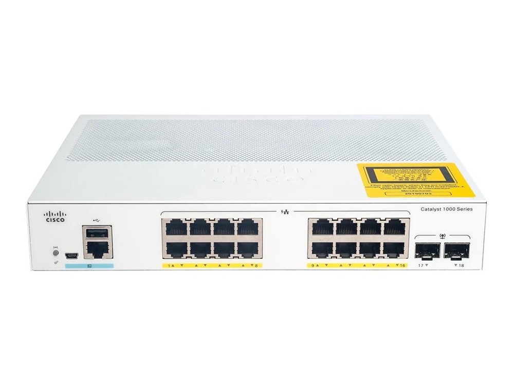Cisco Catalyst C1000-16P-2G-L 16x GbE PoE+ LAN 2x SFP port L2 menedzselhető PoE+ switch