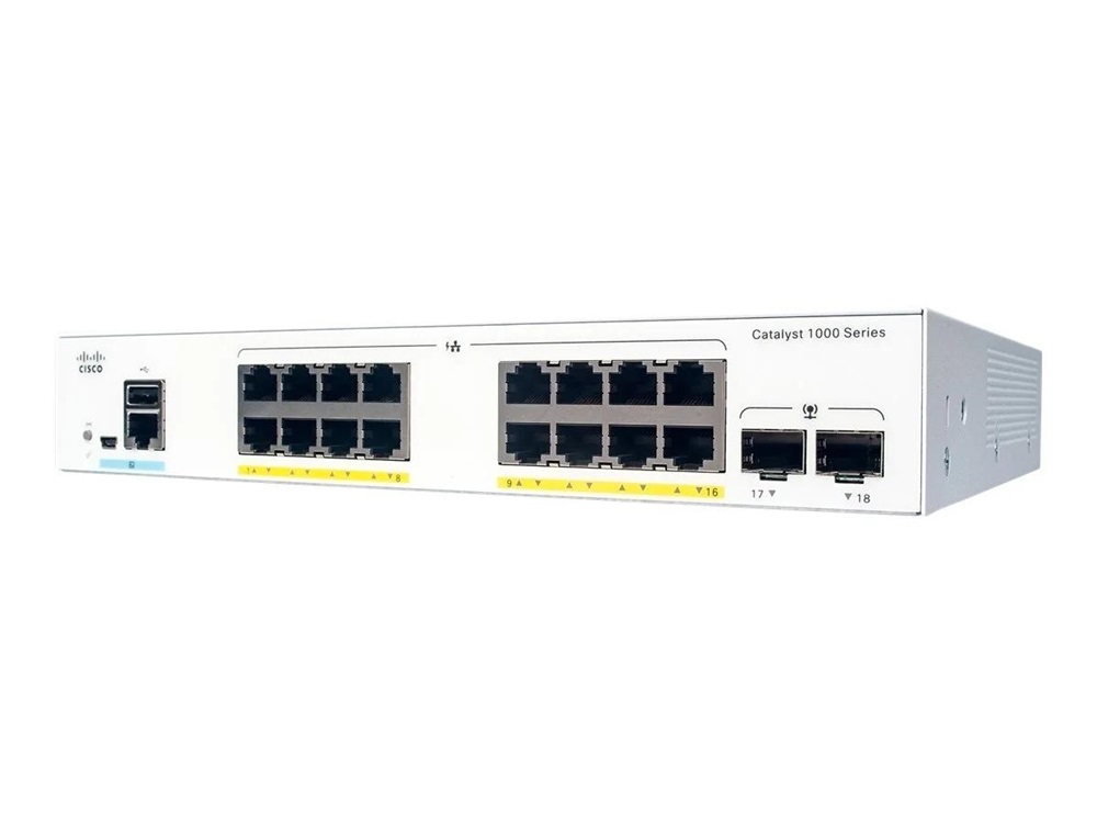 Cisco Catalyst C1000-16P-2G-L 16x GbE PoE+ LAN 2x SFP port L2 menedzselhető PoE+ switch