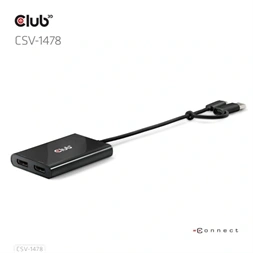 Club3D CSV-1478 USB Type-C/USB Type-A - 2x DisplayPort(4K60Hz) adapter