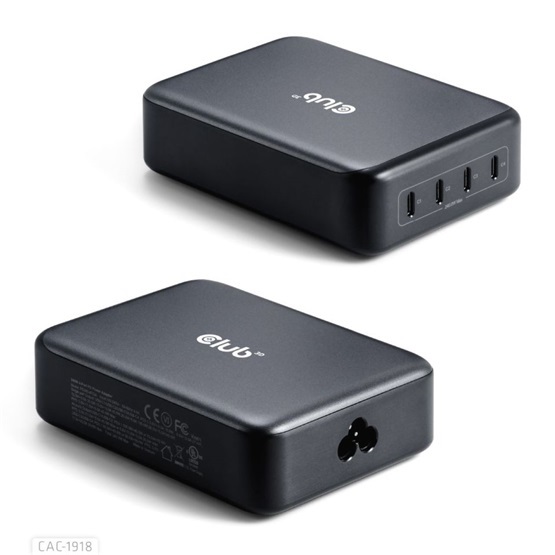 Club3D Travel Charger 240 Watt 4-portos USB Type-C hálózati töltő