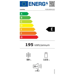 Comfee RCB169DK2E alulfagyasztós hűtőszekrény, Fekete, 174 Liter, Hűtőtér 115 Liter, Fagyasztótér 59 liter