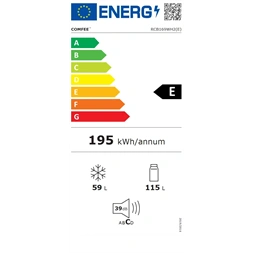 Comfee RCB169WH2(E) alulfagyasztós, Fehér, Hűtő:115L, Fagyasztó:59L, hűtőszekrény (Újszerű)