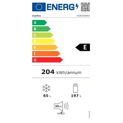 Comfee RCB359WH2 fehér, alulfagyasztós, Hűtő:197L, Fagyasztó:65L, hűtőszekrény (Újszerű)