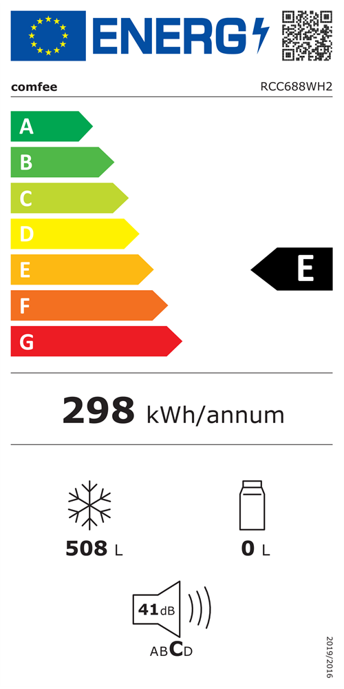 Comfee RCC688WH2 fehér, Fagyasztó:508L, fagyasztóláda