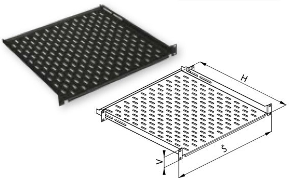 Conteg 19" 1U 650mm mély Fix polc 100kg-ig