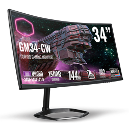 Cooler Master 34" GM34-CW  UWQHD VA 144Hz HDMI/DP fekete ívelt gamer LED monitor
