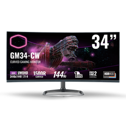 Cooler Master 34" GM34-CW  UWQHD VA 144Hz HDMI/DP fekete ívelt gamer LED monitor