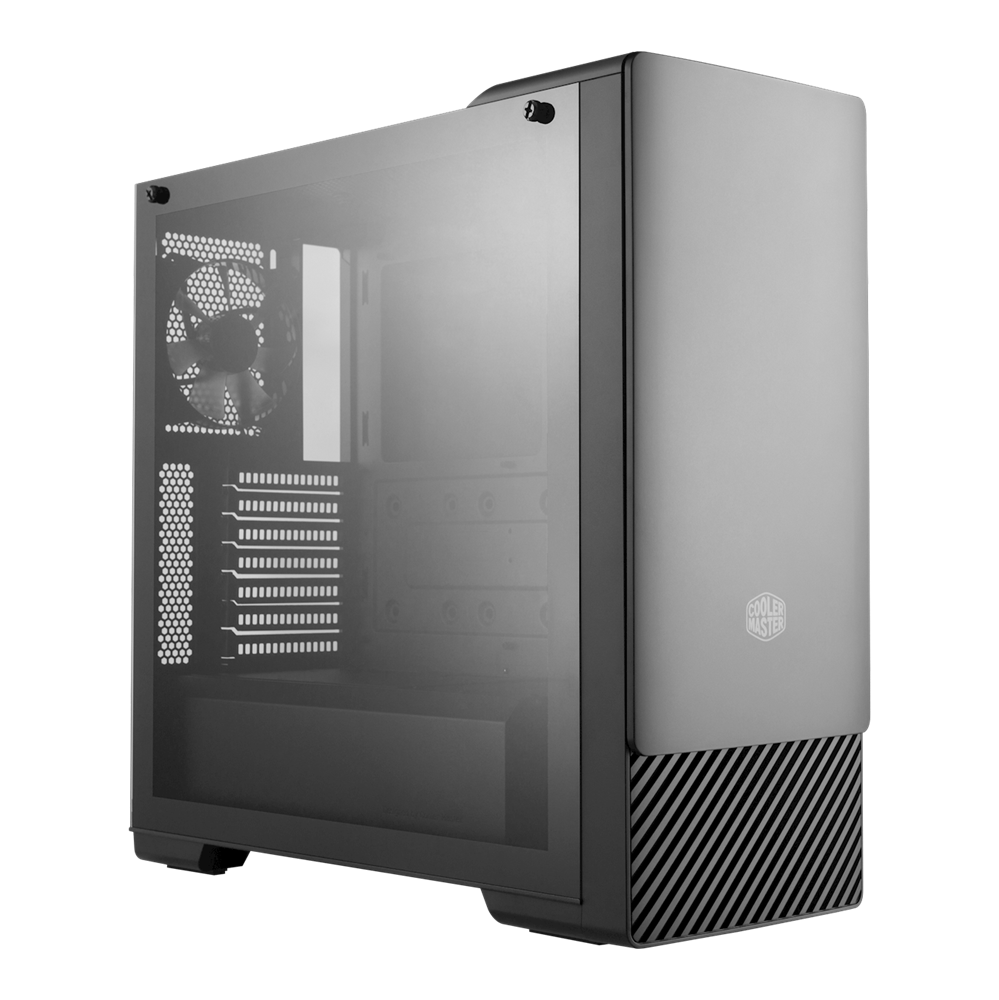 Cooler Master MASTERBOX E500 fekete (táp nélküli) edzett üveg midi ATX ház