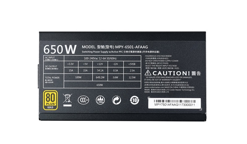 Cooler Master MWE 650W GOLD 12cm ventillátorral dobozos tápegység