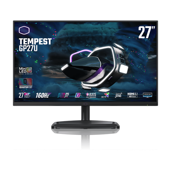 Cooler Master 27" Tempest GP27U Quantum Dot 4K UHD IPS 160Hz DP/HDMI/USB fekete MiniLED gamer monitor