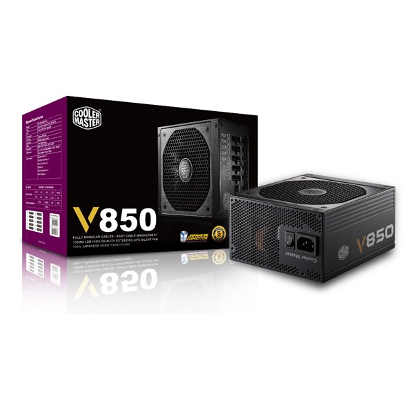 Cooler Master V850 Fully-Modular 850W PFC 12 cm ventilátorral dobozos tápegység
