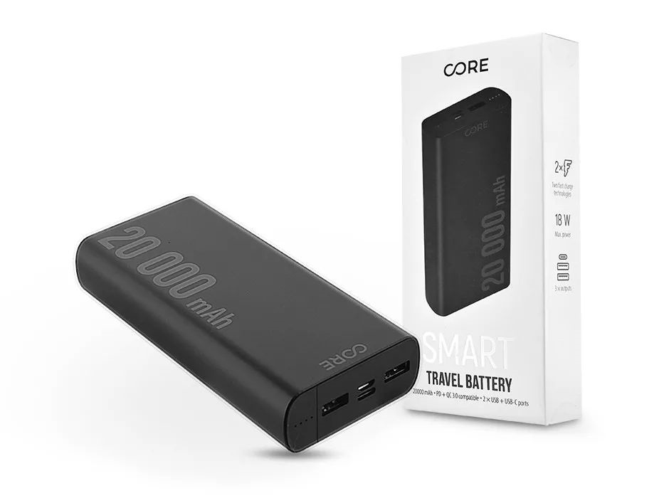 Core TF-0161 SPF-02 20000 mAh fekete power bank