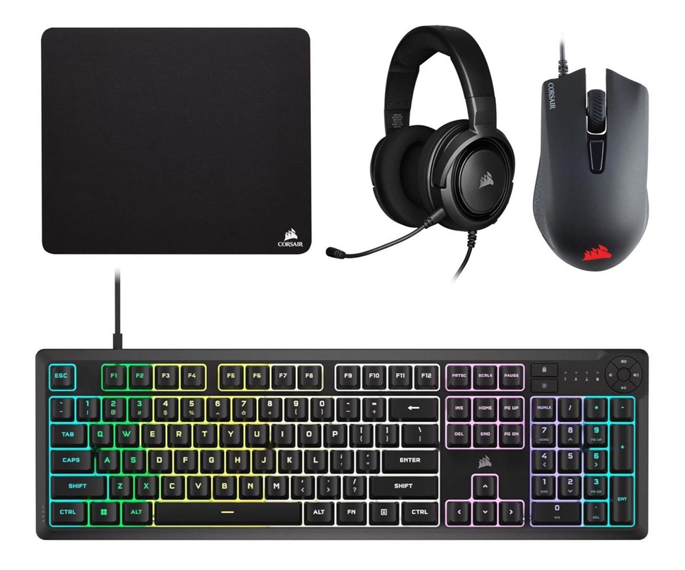 Corsair CH-9226F65-NA 4in1 vezetékes fekete gamer billentyűzet + egér + fejhallgató + egérpad
