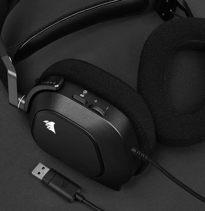 Corsair HS80 RGB USB 7.1 fekete gamer headset