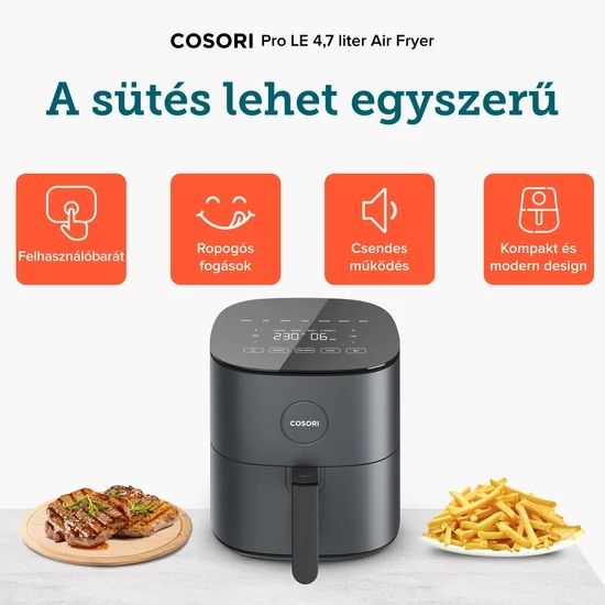 Cosori CAF-L501-KEU Pro fekete 4,7 L forrólevegős sütő