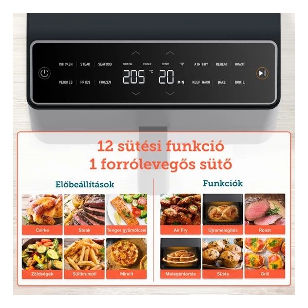 Cosori CAF-P583S-WEU Dual Blaze 6,4 L fehér forrólevegős sütő