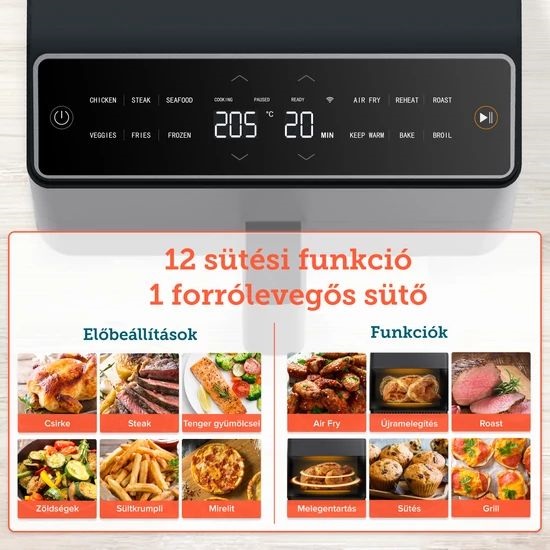 Cosori CAF-P583S-WEU Dual Blaze 6,4 L fehér forrólevegős sütő