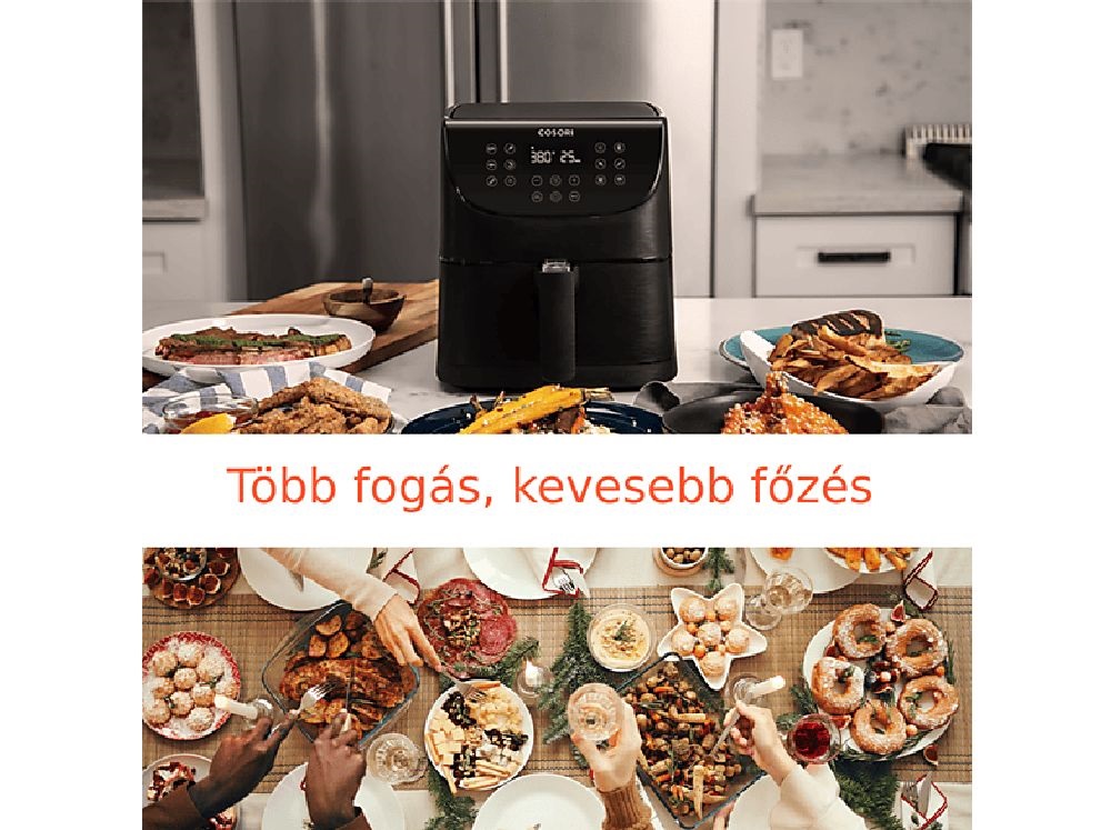 Cosori CS158-AF-RXB Premium Smart fekete 5,5 L forrólevegős sütő