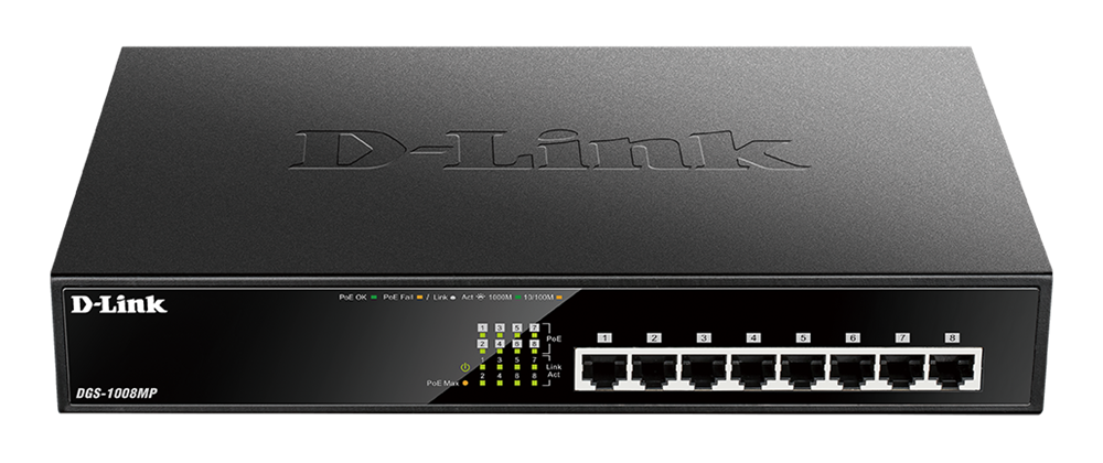 D-Link DGS-1008MP 8port GbE LAN nem menedzselhető PoE switch