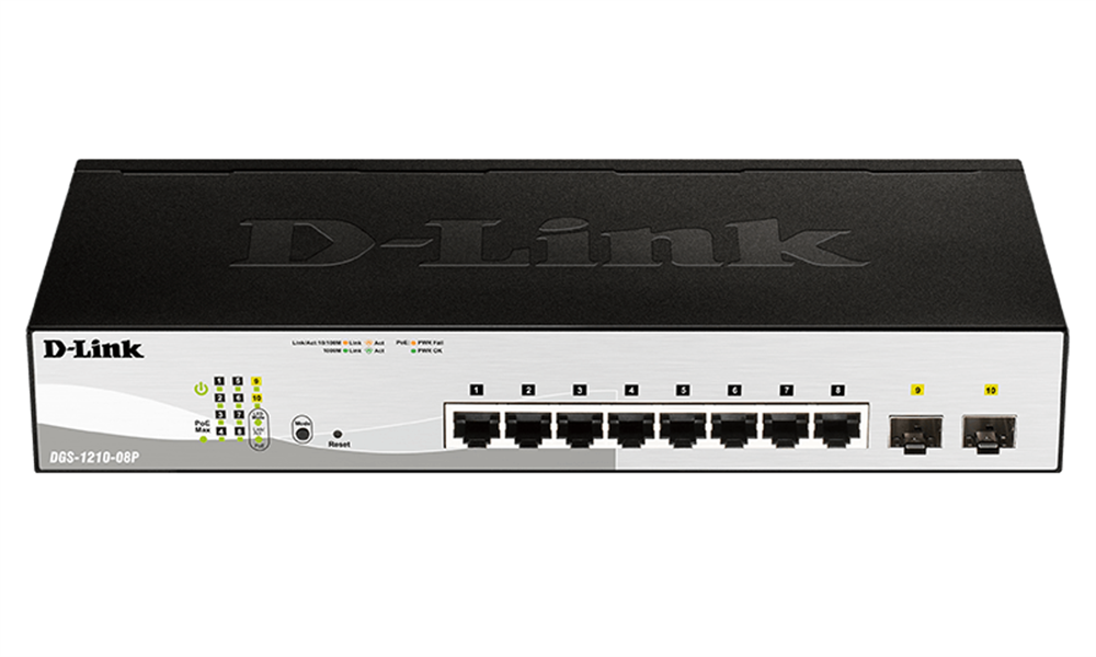 D-Link DGS-1210-08P/E 8port GbE LAN 2x GbE SFP port PoE Smart switch