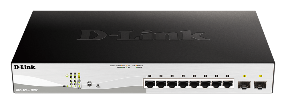 D-Link DGS-1210-10MP/E 8port GbE LAN 2x GbE SFP port PoE Smart switch