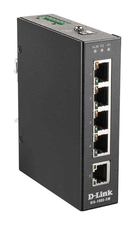 D-Link DIS-100E-5W 5x10/100 FE LAN port nem menedzselhető ipari switch