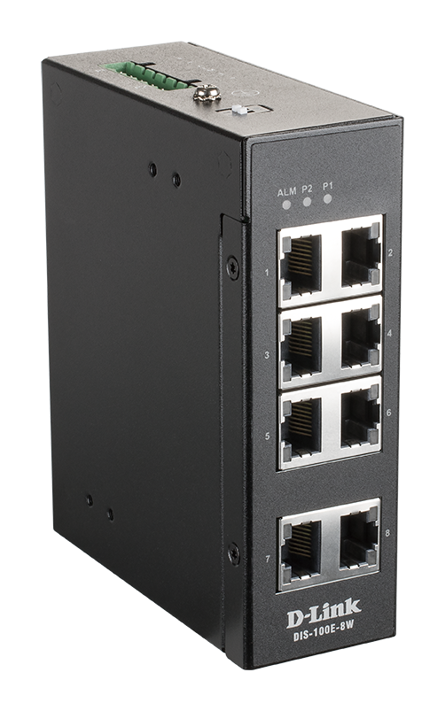 D-Link DIS-100E-8W 8x10/100 FE LAN port nem menedzselhető ipari switch