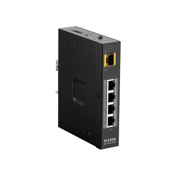 D-Link DIS-100G-5PSW 4x GbE PoE LAN 1x GbE SFP port nem menedzselhető ipari PoE switch