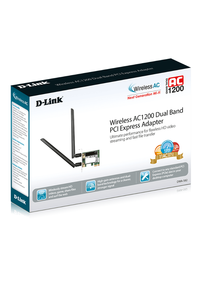 D-Link DWA-582 AC1200 Dual-Band Wireless PCI Express Adapter