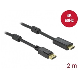 Delock 85956 kábel DisplayPort 1.2 > HDMI 4K 60Hz aktív 2m