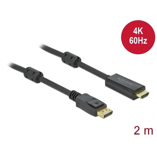Delock 85956 kábel DisplayPort 1.2 > HDMI 4K 60Hz aktív 2m