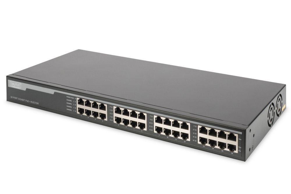 DIGITUS 10G Ethernet 16 port PoE+ 802.3at 250W tápfeladó