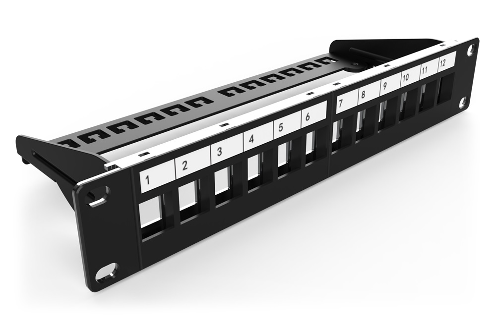 DIGITUS 12port 10" 1U fekete moduláris üres Patch Panel