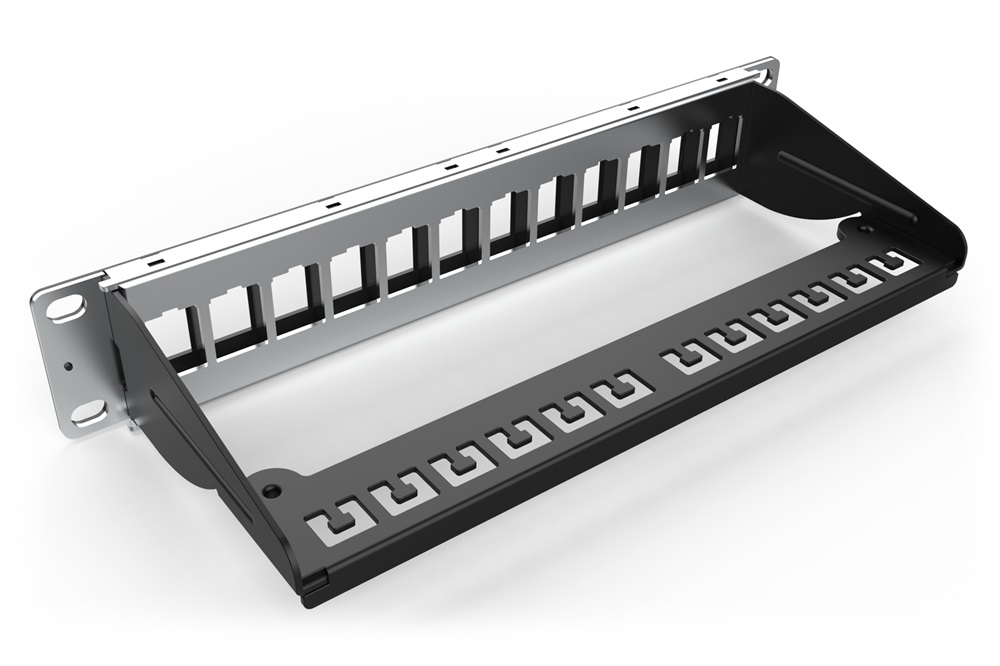 DIGITUS 12port 10" 1U fekete moduláris üres Patch Panel