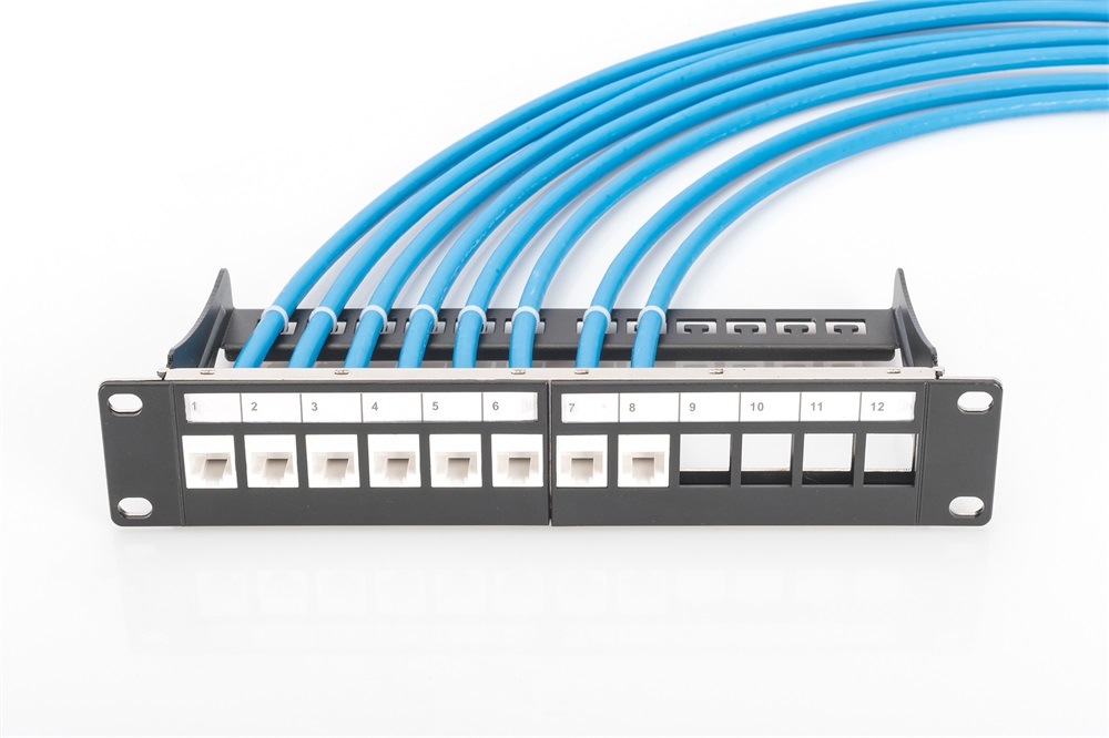 DIGITUS 12port 10" 1U fekete moduláris üres Patch Panel
