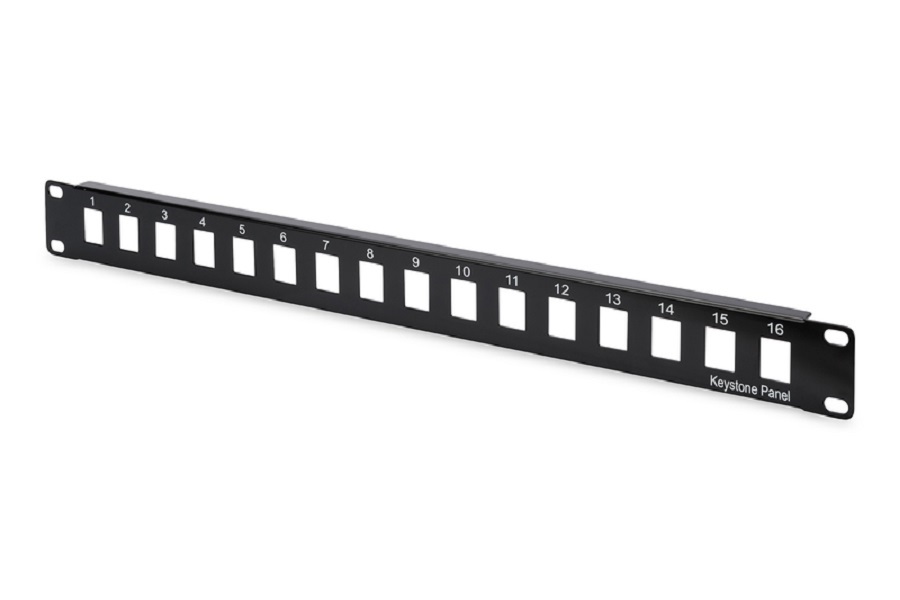 DIGITUS 16port 19" 1U fekete moduláris üres Patch Panel