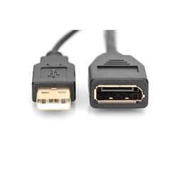 DIGITUS 1920 x 1080 4K 3D 30Hz USB-A - HDMI 1.4 -  1.2 DisplayPort kábel 0,2m