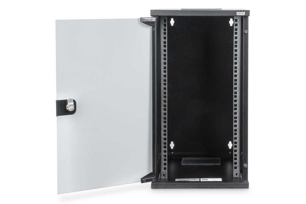 DIGITUS 19" 12U 592x312x300mm üvegajtós fekete fali rack szekrény