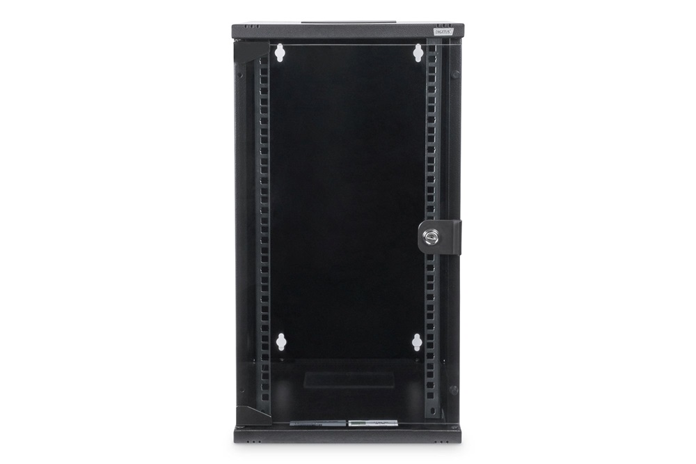 DIGITUS 19" 12U 592x312x300mm üvegajtós fekete fali rack szekrény