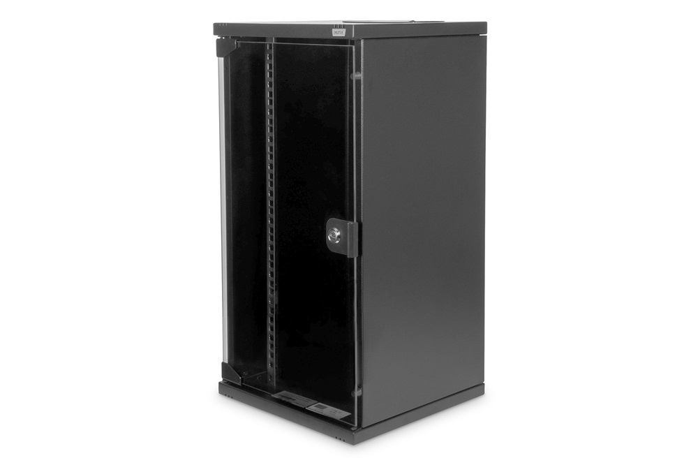DIGITUS 19" 12U 592x312x300mm üvegajtós fekete fali rack szekrény
