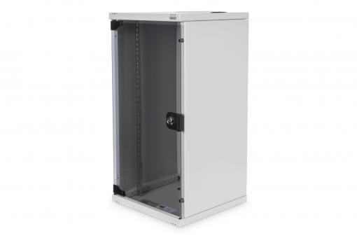 DIGITUS 19" 12U 592x312x300mm üvegajtós szürke fali rack szekrény