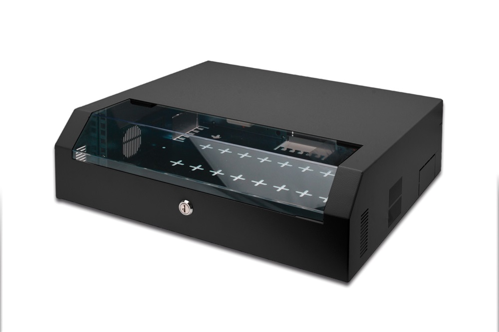 DIGITUS SOHO 19" 3U/2U 156x525x475mm slim forgatható fekete fali rack szekrény