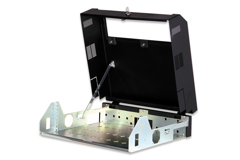 DIGITUS SOHO 19" 3U/2U 156x525x475mm slim forgatható fekete fali rack szekrény