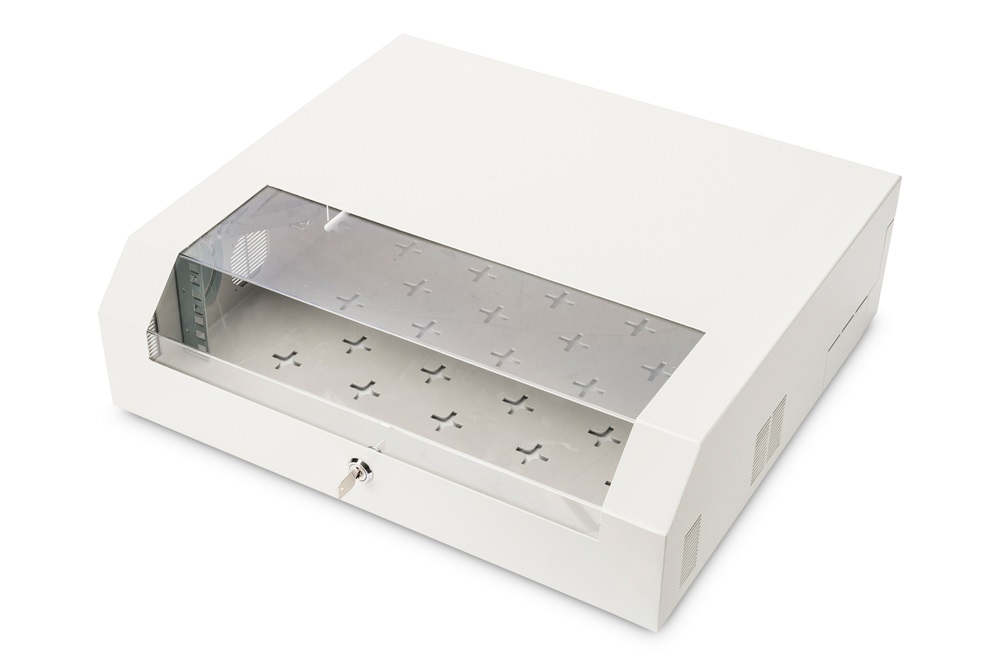 DIGITUS SOHO 19" 3U/2U 156x525x475mm slim forgatható szürke fali rack szekrény