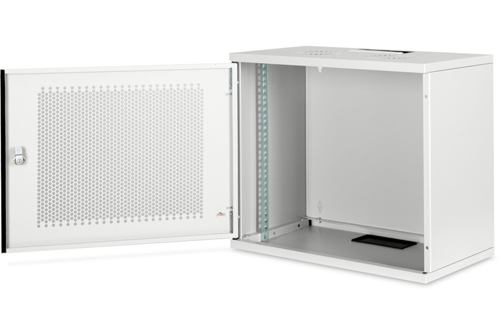 DIGITUS 19" 9U 460x540x400mm lapraszerelt perforált ajtós szürke fali rack szekrény