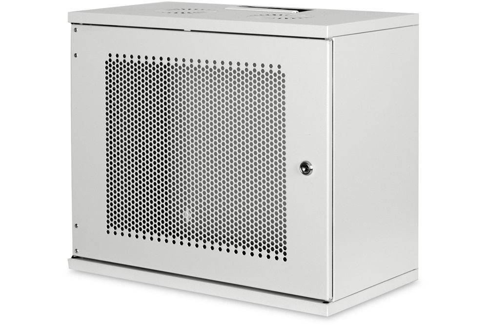DIGITUS 19" 9U 460x540x400mm lapraszerelt perforált ajtós szürke fali rack szekrény